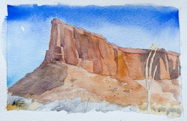 Sandstone Cliff with Half Moon
